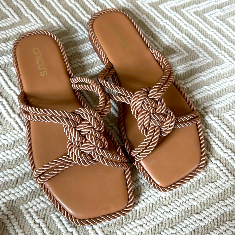 Chico’s Shoes - Brown Knotted Sandals Slides